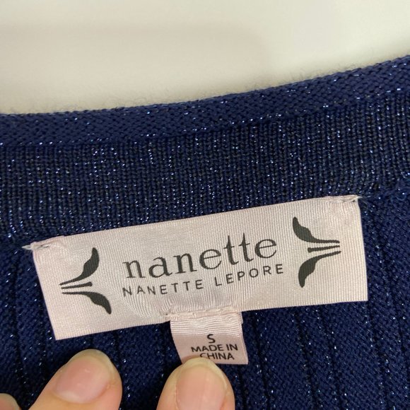 Nanette Lepore Navy Sparkle Fit and Flare Dress - Picture 3 of 6